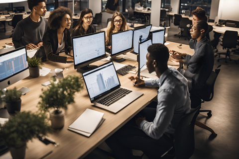 college students working in finance careers